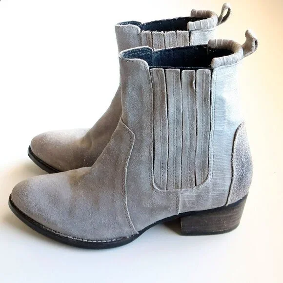 Splendid Grey Suede Leather Western Cowgirl / Cowboy Ankle Boots / Booties Sz. 8 - Picture 9 of 16
